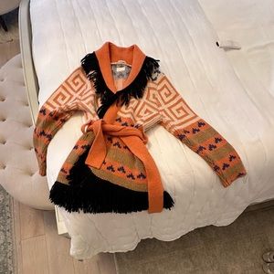 Mother The Belted Fringe Wrap Cardigan size XS